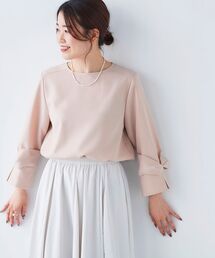 Perle Peche スリーブリボンブラウス