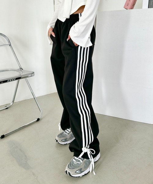 CLEA(クレア)の「サイドリボン ラインワイドスウェットパンツ(スウェットパンツ・レディース・ブラック/グレー/ネイビー/ピンク・M)」の7枚目の写真
