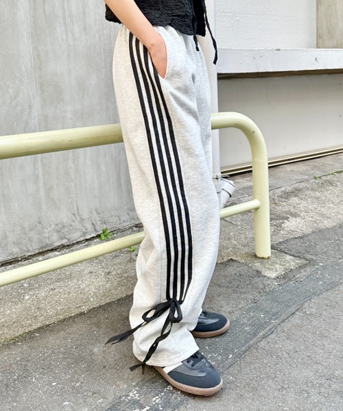 CLEA(クレア)の「サイドリボン ラインワイドスウェットパンツ(スウェットパンツ・レディース・ブラック/グレー/ネイビー/ピンク・M)」の19枚目の写真