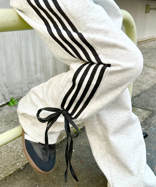 CLEA(クレア)の「サイドリボン ラインワイドスウェットパンツ(スウェットパンツ・レディース・ブラック/グレー/ネイビー/ピンク・M)」の21枚目の写真
