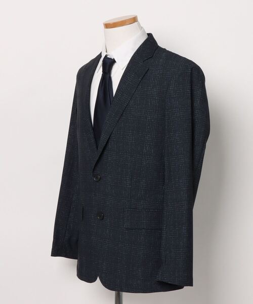 TAKA-Q(タカキュー)の「タカキュー TechCool 2ボタンジャケット チェック紺(セットアップ可能)(スーツジャケット・メンズ・ネイビー・MEDIUM/LARGE/X-LARGE/3L/S)」の2枚目の写真