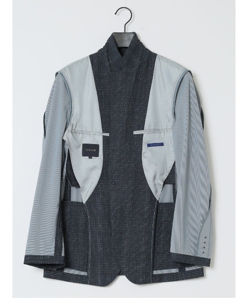 TAKA-Q(タカキュー)の「タカキュー TechCool 2ボタンジャケット チェック紺(セットアップ可能)(スーツジャケット・メンズ・ネイビー・MEDIUM/LARGE/X-LARGE/3L/S)」の11枚目の写真