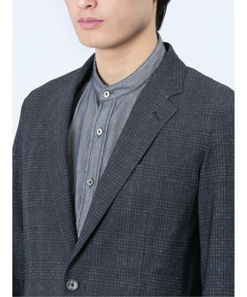 TAKA-Q(タカキュー)の「タカキュー TechCool 2ボタンジャケット チェック紺(セットアップ可能)(スーツジャケット・メンズ・ネイビー・MEDIUM/LARGE/X-LARGE/3L/S)」の4枚目の写真