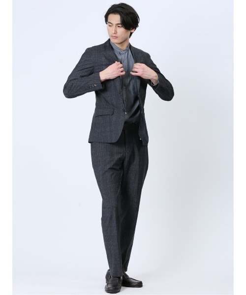 TAKA-Q(タカキュー)の「タカキュー TechCool 2ボタンジャケット チェック紺(セットアップ可能)(スーツジャケット・メンズ・ネイビー・MEDIUM/LARGE/X-LARGE/3L/S)」の9枚目の写真