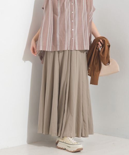 OMNES（オムネス）の「コットンボイルフレアロングスカート（スカート・レディース・マスタード/ブラウン/グリーン/ピンク/ブラック/ブルー/グリーン系その他/ベージュ/ブルー系その他/ブラウン系その他・FREE）」の4枚目の写真