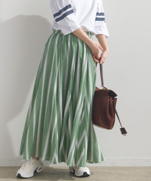 OMNES（オムネス）の「コットンボイルフレアロングスカート（スカート・レディース・マスタード/ブラウン/グリーン/ピンク/ブラック/ブルー/グリーン系その他/ベージュ/ブルー系その他/ブラウン系その他・FREE）」の6枚目の写真