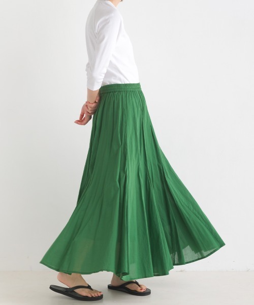 OMNES（オムネス）の「コットンボイルフレアロングスカート（スカート・レディース・マスタード/ブラウン/グリーン/ピンク/ブラック/ブルー/グリーン系その他/ベージュ/ブルー系その他/ブラウン系その他・FREE）」の5枚目の写真