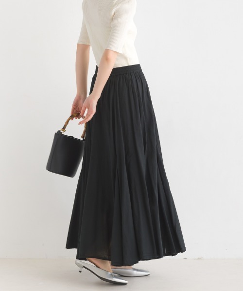 OMNES（オムネス）の「コットンボイルフレアロングスカート（スカート・レディース・マスタード/ブラウン/グリーン/ピンク/ブラック/ブルー/グリーン系その他/ベージュ/ブルー系その他/ブラウン系その他・FREE）」の18枚目の写真