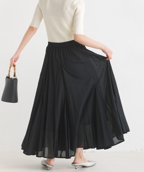 OMNES（オムネス）の「コットンボイルフレアロングスカート（スカート・レディース・マスタード/ブラウン/グリーン/ピンク/ブラック/ブルー/グリーン系その他/ベージュ/ブルー系その他/ブラウン系その他・FREE）」の19枚目の写真