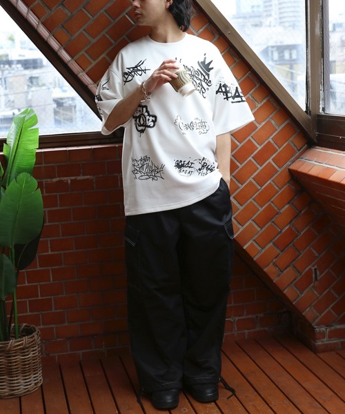 ８(eight)（エイト）の「総柄タギング半袖Tシャツ（Tシャツ/カットソー・メンズ・ホワイト/イエロー/ブラック/チャコールグレー・MEDIUM/LARGE）」の10枚目の写真
