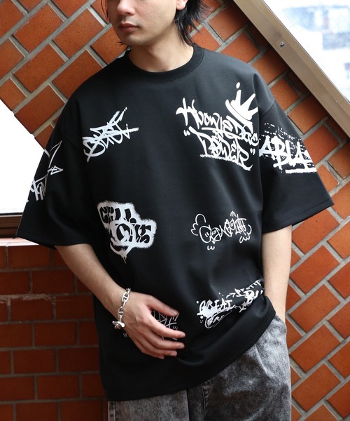 ８(eight)（エイト）の「総柄タギング半袖Tシャツ（Tシャツ/カットソー・メンズ・ホワイト/イエロー/ブラック/チャコールグレー・MEDIUM/LARGE）」の16枚目の写真