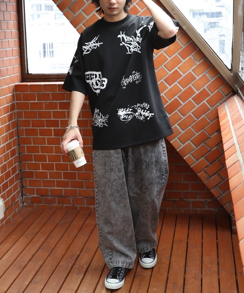 ８(eight)（エイト）の「総柄タギング半袖Tシャツ（Tシャツ/カットソー・メンズ・ホワイト/イエロー/ブラック/チャコールグレー・MEDIUM/LARGE）」の19枚目の写真