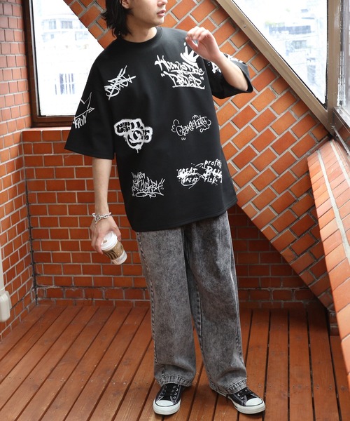 ８(eight)（エイト）の「総柄タギング半袖Tシャツ（Tシャツ/カットソー・メンズ・ホワイト/イエロー/ブラック/チャコールグレー・MEDIUM/LARGE）」の20枚目の写真