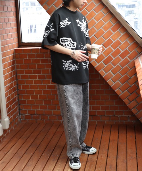 ８(eight)（エイト）の「総柄タギング半袖Tシャツ（Tシャツ/カットソー・メンズ・ホワイト/イエロー/ブラック/チャコールグレー・MEDIUM/LARGE）」の22枚目の写真
