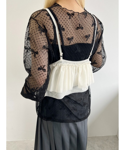 WC（ダブル シー）の「チュールアシメフリルビスチェ（キャミソール・レディース・アイボリー/ブラック・FREE）」の4枚目の写真