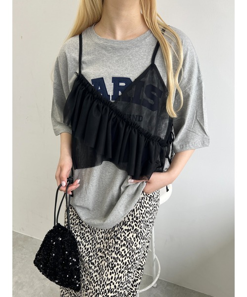 WC（ダブル シー）の「チュールアシメフリルビスチェ（キャミソール・レディース・アイボリー/ブラック・FREE）」の11枚目の写真