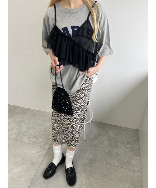 WC（ダブル シー）の「チュールアシメフリルビスチェ（キャミソール・レディース・アイボリー/ブラック・FREE）」の12枚目の写真