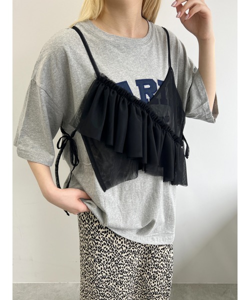 WC（ダブル シー）の「チュールアシメフリルビスチェ（キャミソール・レディース・アイボリー/ブラック・FREE）」の13枚目の写真