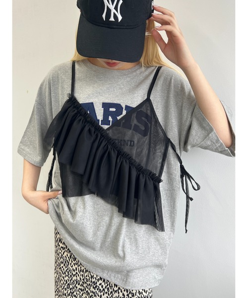 WC（ダブル シー）の「チュールアシメフリルビスチェ（キャミソール・レディース・アイボリー/ブラック・FREE）」の14枚目の写真