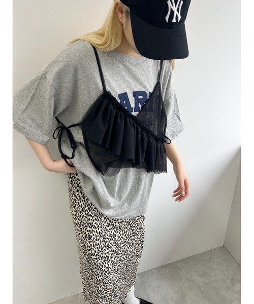 WC（ダブル シー）の「チュールアシメフリルビスチェ（キャミソール・レディース・アイボリー/ブラック・FREE）」の15枚目の写真