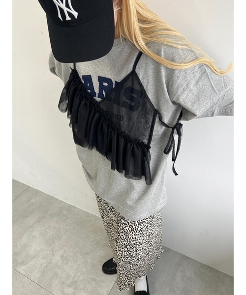 WC（ダブル シー）の「チュールアシメフリルビスチェ（キャミソール・レディース・アイボリー/ブラック・FREE）」の18枚目の写真