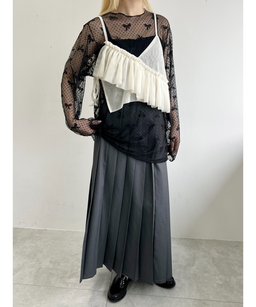 WC（ダブル シー）の「チュールアシメフリルビスチェ（キャミソール・レディース・アイボリー/ブラック・FREE）」の7枚目の写真