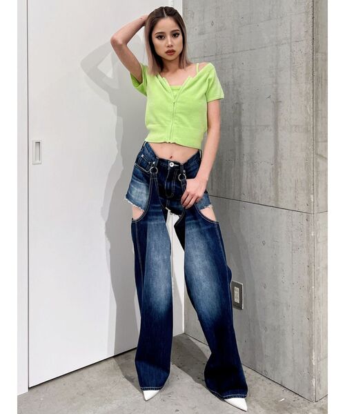 【新品】GADA ハイウエストパンツ NEWハイウエストBACKクロスフレアパンツ[品番：MKSW0062669