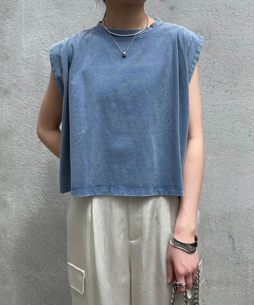 COLLAGE GALLARDAGALANTE（コラージュガリャルダガランテ）の「ブリーチショートTシャツ（Tシャツ/カットソー・レディース・ブルー/オレンジ・FREE）」の2枚目の写真