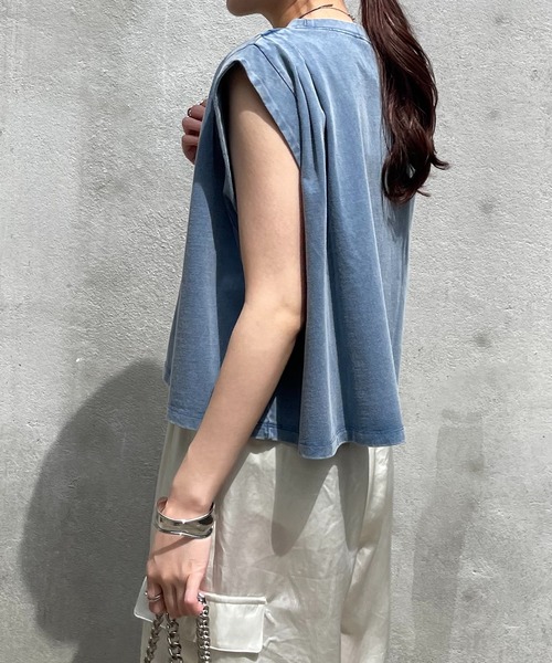 COLLAGE GALLARDAGALANTE（コラージュガリャルダガランテ）の「ブリーチショートTシャツ（Tシャツ/カットソー・レディース・ブルー/オレンジ・FREE）」の5枚目の写真