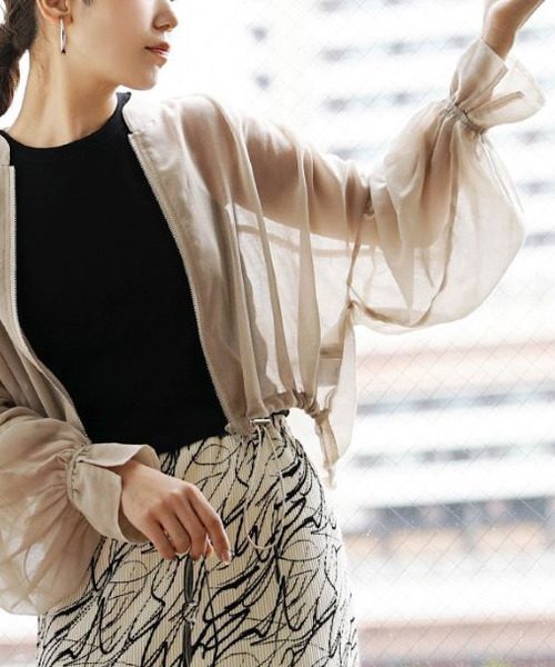 zootie（ズーティー）の「シアーブルゾン［キャンディスリーブ］（ブルゾン・レディース・ブラック/グレイッシュベージュ・フリー）」の9枚目の写真