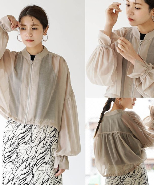 zootie（ズーティー）の「シアーブルゾン［キャンディスリーブ］（ブルゾン・レディース・ブラック/グレイッシュベージュ・フリー）」の11枚目の写真