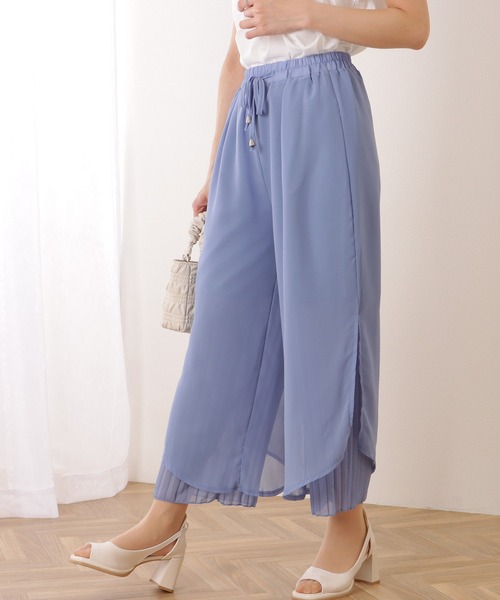 レイヤードプリーツパンツ レイヤードプリーツスカートパンツ グレー - illigo | 60