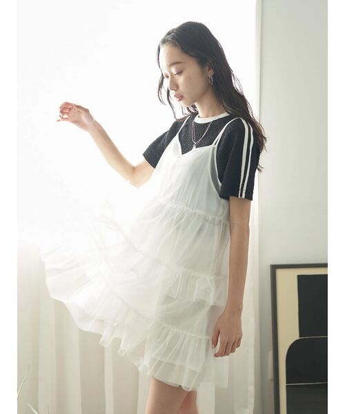 earth music&ecology（アースミュージックアンドエコロジー）の「チュールミニキャミワンピース（ワンピース・レディース・ピンク/グレー/アイボリー・FREE）」の22枚目の写真