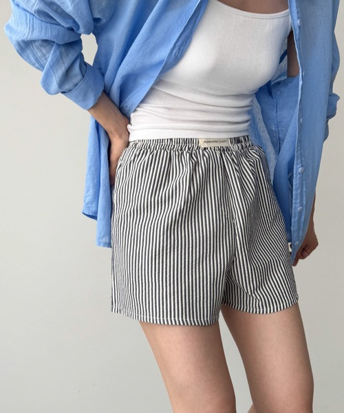 CANAL JEAN(キャナルジーン)の「El mar ストライプショートパンツ(その他パンツ・レディース・サックスブルー/グレー・ONE SIZE)」の1枚目の写真