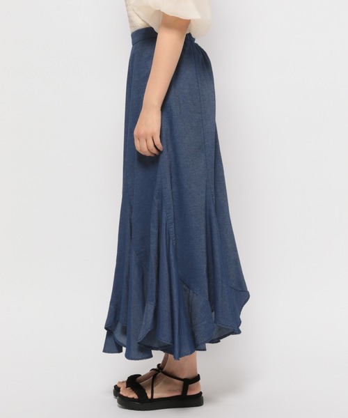 mysty woman（ミスティウーマン）の「デニムエスカルゴスカート 128883（スカート・レディース・ネイビー/ブラック・FREE）」の7枚目の写真