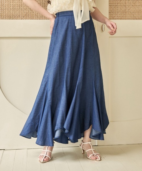 mysty woman（ミスティウーマン）の「デニムエスカルゴスカート 128883（スカート・レディース・ネイビー/ブラック・FREE）」の21枚目の写真