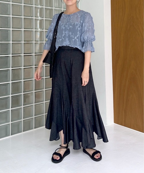 mysty woman（ミスティウーマン）の「デニムエスカルゴスカート 128883（スカート・レディース・ネイビー/ブラック・FREE）」の16枚目の写真