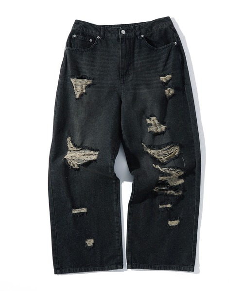 INASTUDIOS ZOO(イーナストゥディオスズー)の「「INASTUDIOS SELECT」12oz デニム ダメージ オーバーダイ バギーパンツ(デニムパンツ・メンズ・ブルー/ブラック・LARGE/X-LARGE/MEDIUM)」の10枚目の写真