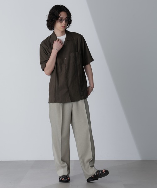 NANO universe（ナノユニバース）の「スタイリッシュキューバシャツ 半袖（シャツ/ブラウス・メンズ・ブラック/カーキ/ホワイト・L/M/S/XL）」の5枚目の写真