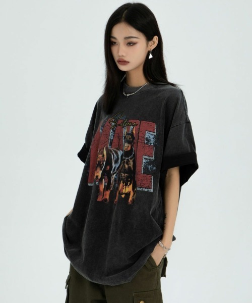 mushwear(マッシュウェア)の「niche washed old vintage short-sleeved T-shirt(Tシャツ/カットソー・メンズ・ブラック・LARGE/XX-LARGE/X-LARGE/MEDIUM)」の1枚目の写真