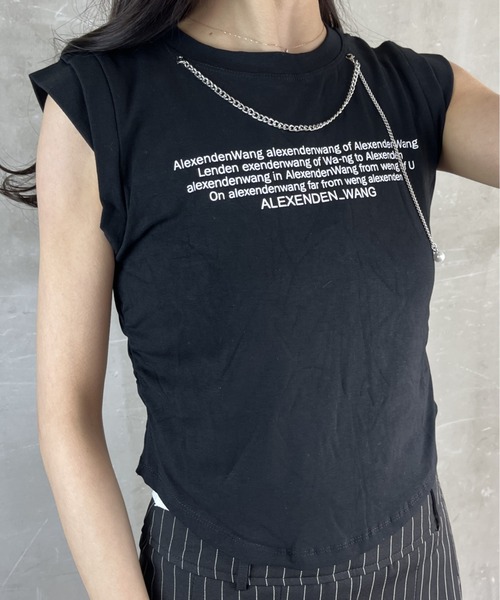 tolene(トレネ)の「チェーン付き英字ロゴプリントTシャツ(Tシャツ/カットソー・レディース・ホワイト/ブラック/ベージュ・FREE)」の9枚目の写真