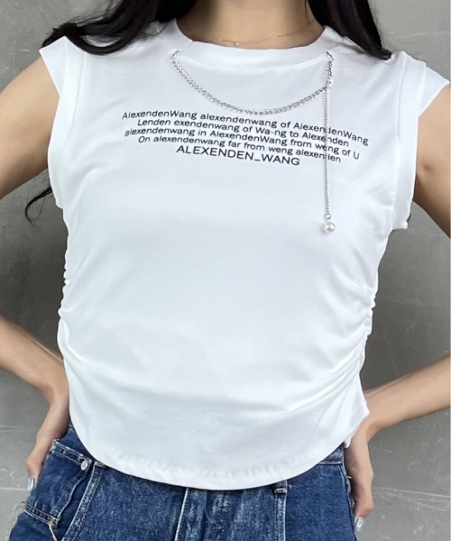 tolene(トレネ)の「チェーン付き英字ロゴプリントTシャツ(Tシャツ/カットソー・レディース・ホワイト/ブラック/ベージュ・FREE)」の13枚目の写真