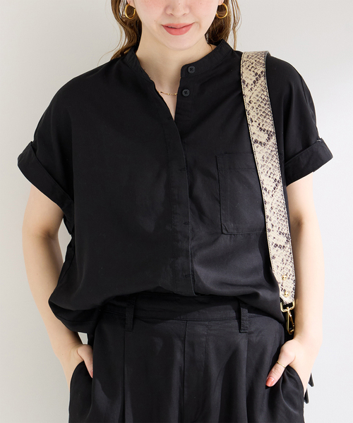 B.C STOCK(ベーセーストック)の「《追加》セルロースシャツ(シャツ/ブラウス・レディース・ブルー系その他/ブラック/アイボリー・FREE)」の14枚目の写真