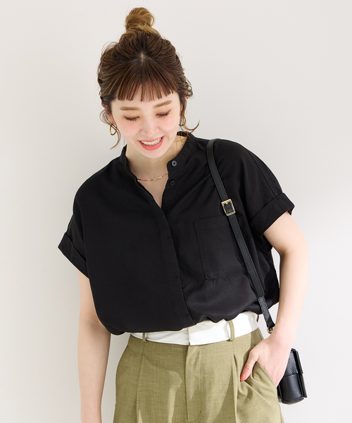 B.C STOCK(ベーセーストック)の「《追加》セルロースシャツ(シャツ/ブラウス・レディース・ブルー系その他/ブラック/アイボリー・FREE)」の19枚目の写真