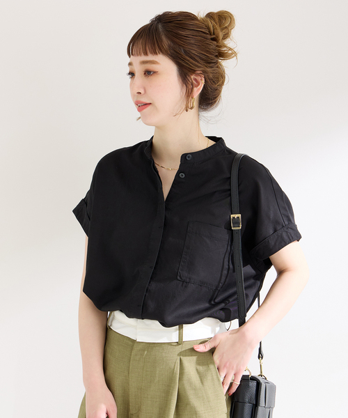 B.C STOCK(ベーセーストック)の「《追加》セルロースシャツ(シャツ/ブラウス・レディース・ブルー系その他/ブラック/アイボリー・FREE)」の20枚目の写真