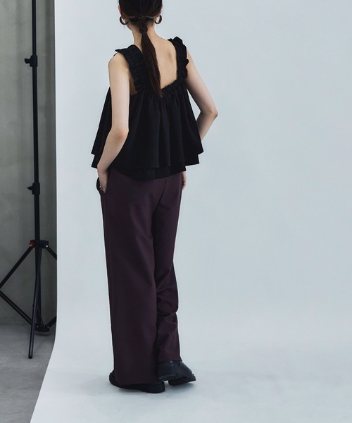 etoll.（エトル）の「リネンタッチギャザービスチェ（キャミソール・レディース・ブラック/アイボリー/ブラウン・FREE）」の7枚目の写真