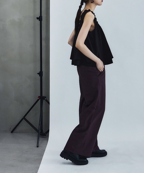 etoll.（エトル）の「リネンタッチギャザービスチェ（キャミソール・レディース・ブラック/アイボリー/ブラウン・FREE）」の6枚目の写真