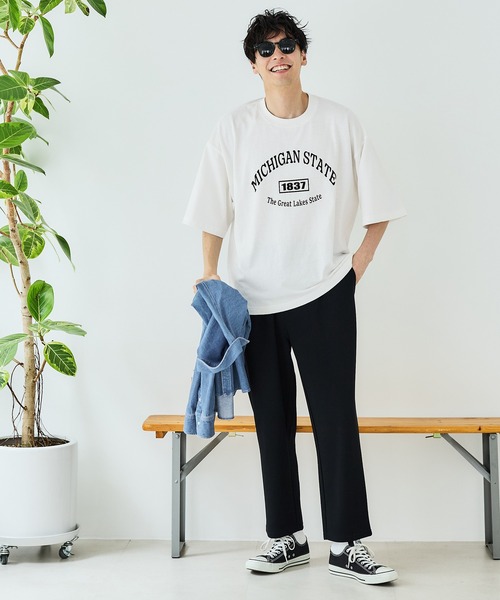 coca(coca)(コカ)の「メンズ カレッジプリントTシャツ(Tシャツ/カットソー・メンズ・ホワイト/ブラック・M/L/XL)」の5枚目の写真