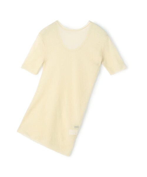 tシャツ ハーフスリーブコンビシアーTシャツ レディース 体型カバー】ハーフスリーブシアーコンビTシャツ | COLLAGE