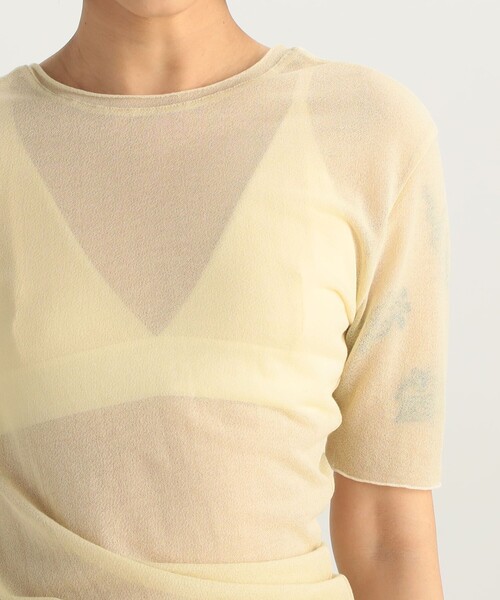 EDITION（エディション）の「ツイストシアー ハーフスリーブトップス（Tシャツ/カットソー・レディース・ブラック/ライトイエロー・FREE）」の7枚目の写真